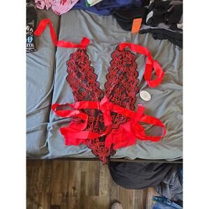 Avidlove Lace Teddy Lingerie with Satin Bow Details - Plus Size 16W